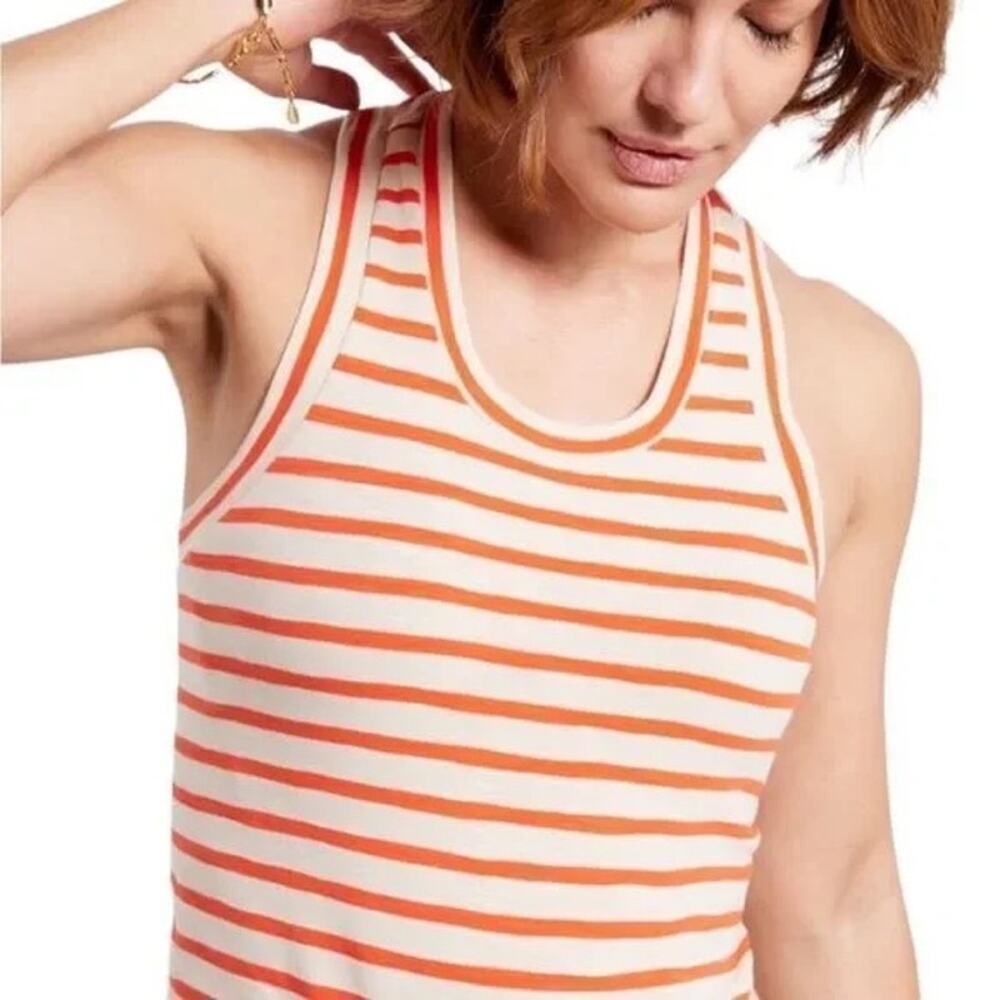 LNA Walker Stripe Tank XL Racerback Stretch Knit Chili Red NWT